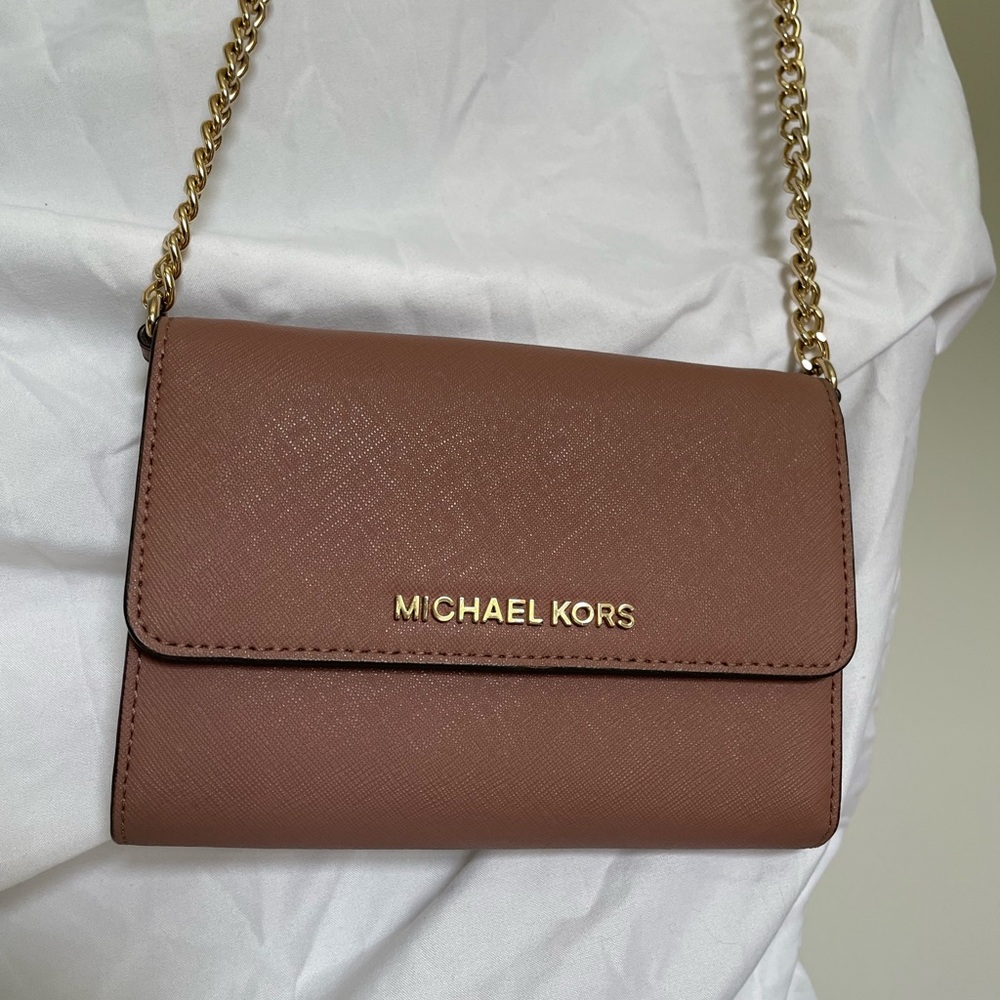Michael Kors Mauve Small Crossbody Bag with Gold Hardware